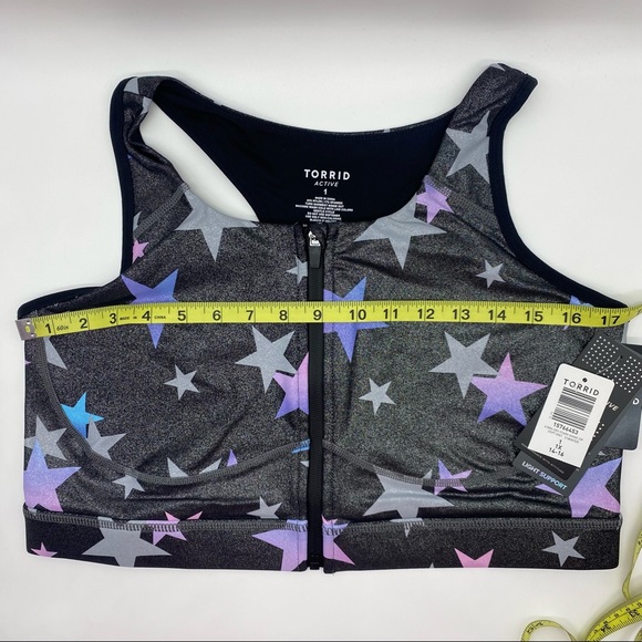 Torrid Women’s Active Wicking Sports Bra Performance Core Stars Shiny Grey - Picture 11 of 14